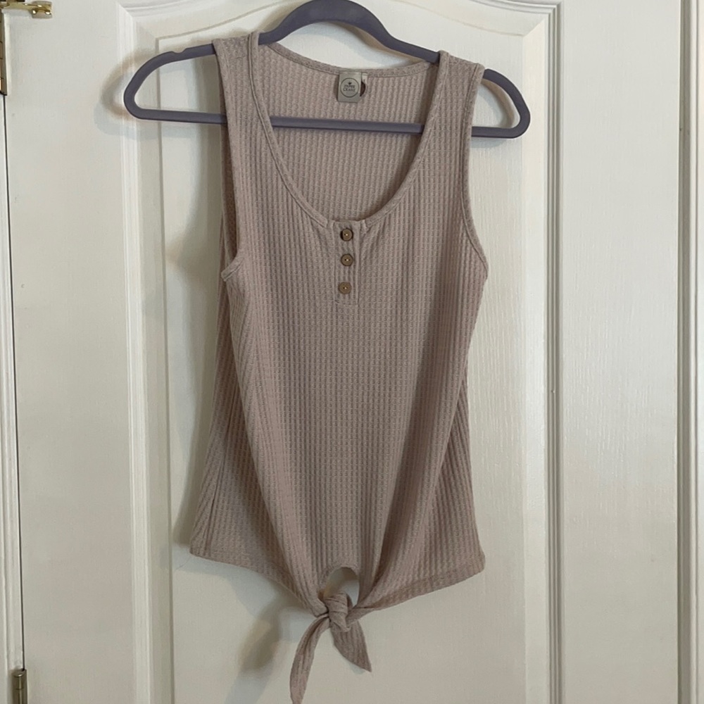 Neutral waffle knit top